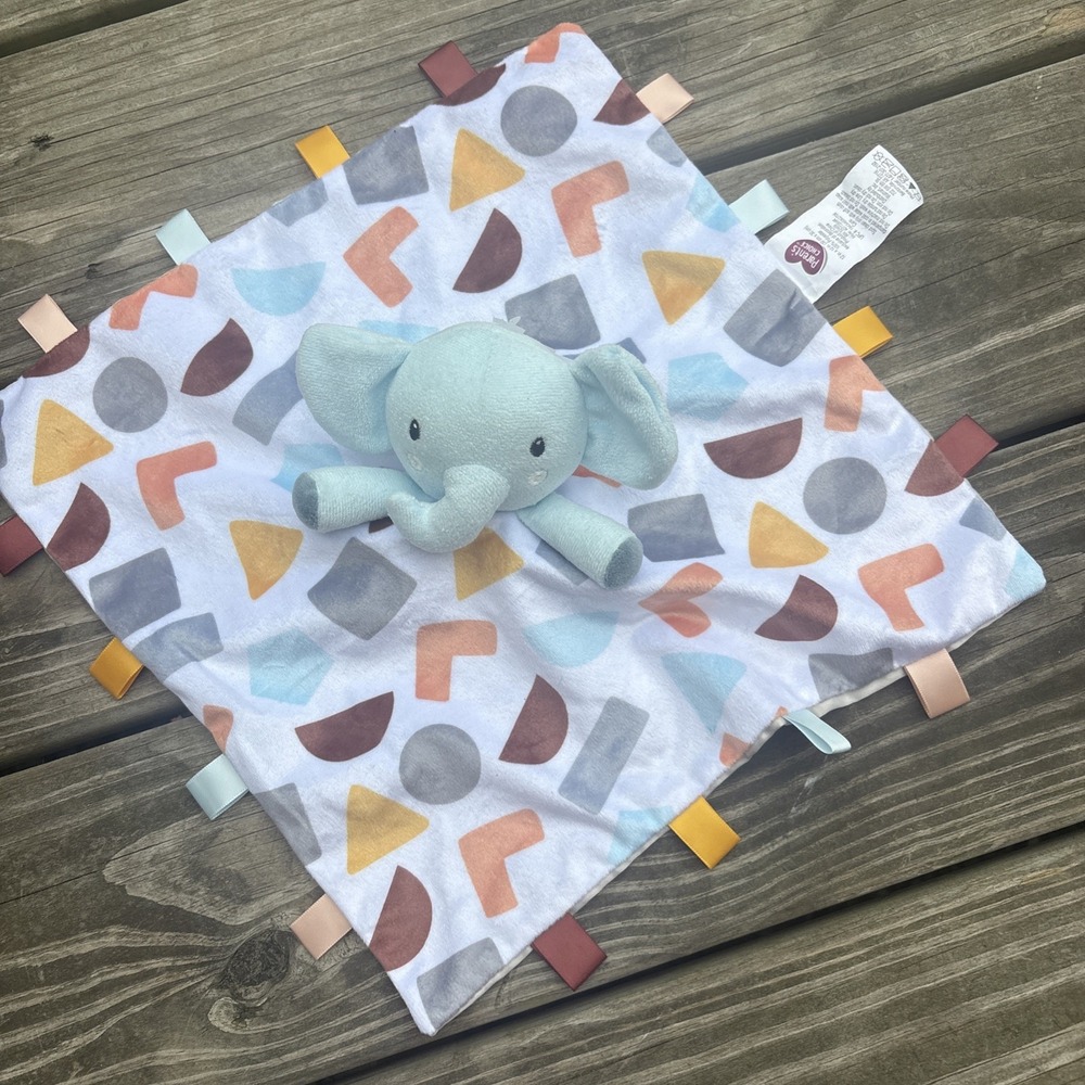 Parents Choice Elephant Security Blanket Baby Lovey Colorful Shapes Taggies